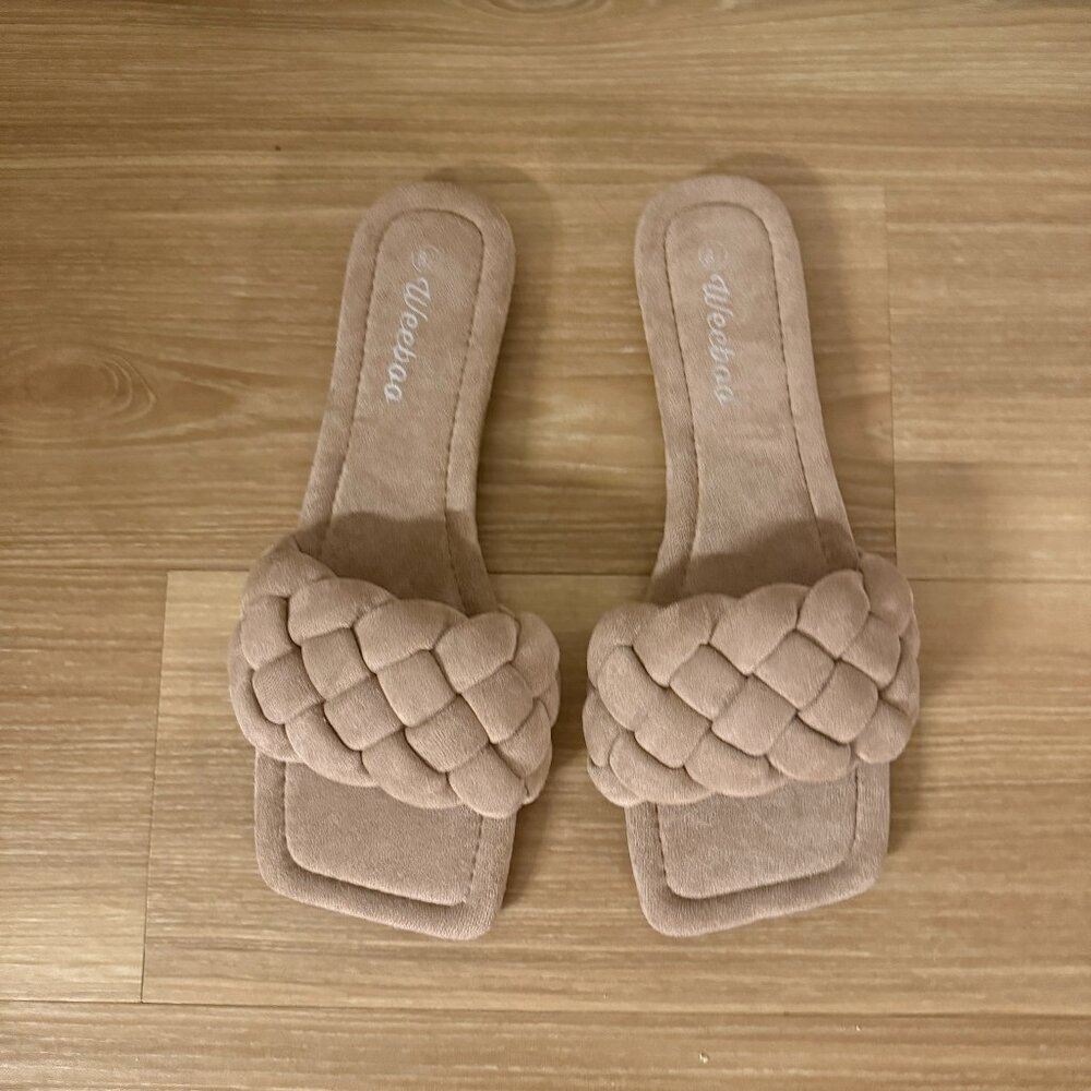 🤎 Weeboo Braided Slide Sandals – Taupe – Size 9 - Picture 1 of 5